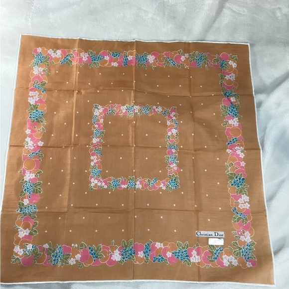 Dior Other - Dior Tan Floral Scarf